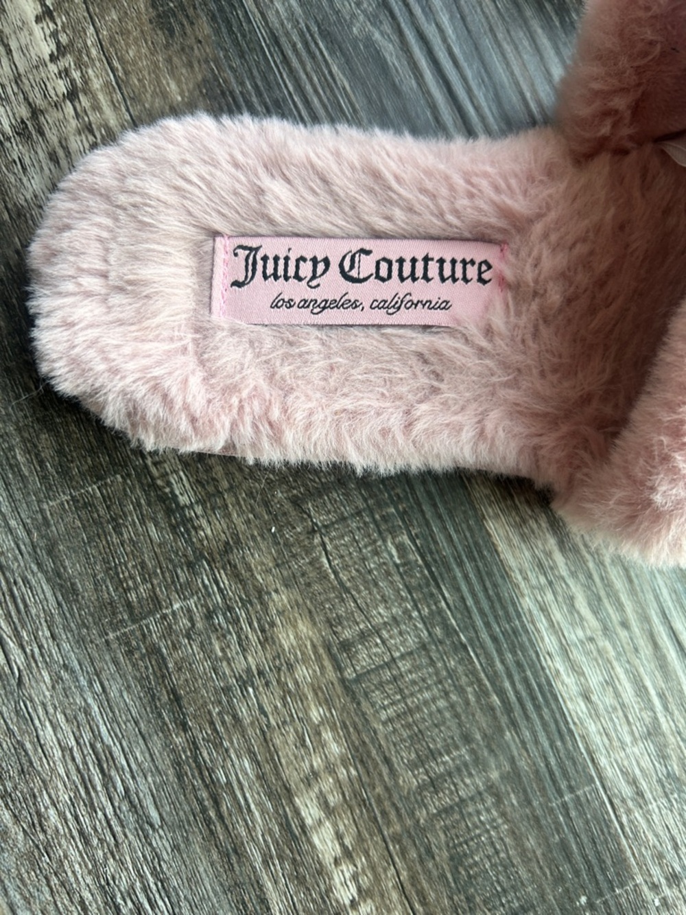 Juicy Couture Blush Pink Fuzzy Logo Slide Sandals - Picture 2 of 4